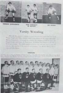 1961 wrestling team with sectional champion Herman Schwasnick.