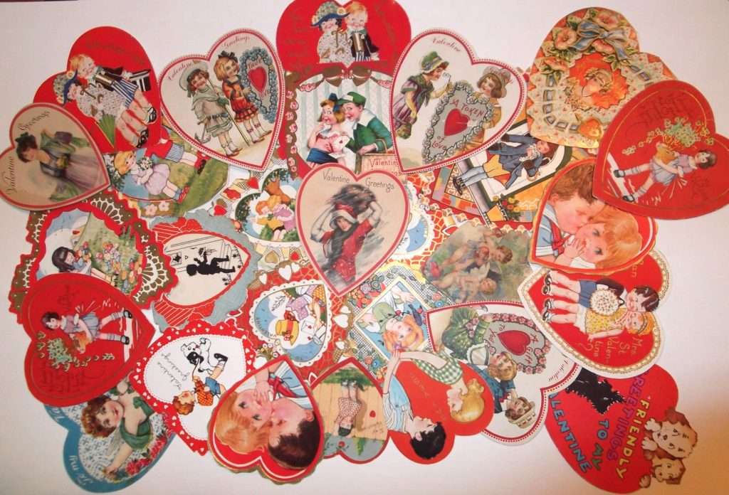 Some of my vintage paper Valentines. ~ Photo by Denise Gregorka